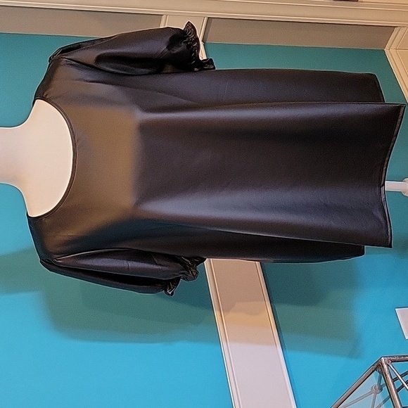 Cotton Bleu Faux Leather Puff Sleeve - Picture 1 of 3